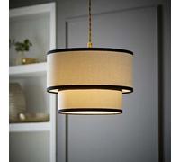 Valuelights Jodie Linen Two Tier Black Trim Ceiling Pendant Shade