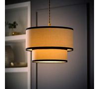 Valuelights Jodie Linen Two Tier Black Trim Ceiling Pendant Shade And Bulb