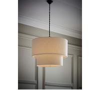 ValueLights Jodie Linen Two Tier Easy Fit Drum Ceiling Light Lamp Shade with Bulb in Natural ValueLights Natural