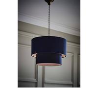 ValueLights | Jodie Two Tier Navy Linen Ceiling Drum Lamp Shade and Bulb | Ceiling Lights, Home Décor & Improvement Essential
