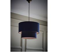 ValueLights | Jodie Two Tier Navy Linen Ceiling Drum Lamp Shade and Bulb | Ceiling Lights, Home Décor & Improvement Essential