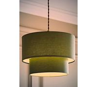 Valuelights Jodie Two Tier Sage Linen Ceiling Drum Lamp Shade And Bulb (D)30Cm