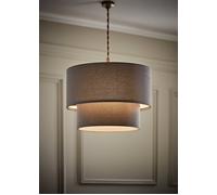 ValueLights | Jodie Two Tier Grey Linen Ceiling Drum Lamp Shade | Shades & Home Improvements Essential | 300mm Shade Width