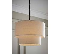 Valuelights Jodie Linen Two Tier Easy Fit Drum Ceiling Pendant Light Lamp Shade In Natural Natural