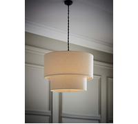 ValueLights | Jodie Two Tier Natural Linen Ceiling Drum Lamp Shade | Shades & Home Improvements Essential | 300mm Shade Width