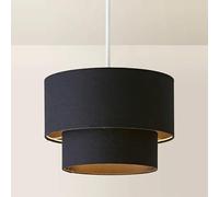 ValueLights | Jodie Two Tier Black Linen Ceiling Drum Lamp Shade | Ceiling Lights, Home Décor & Improvement Essential