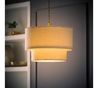 Valuelights Jodie Two Tier Cream Boucle Ceiling Pendant Shade And Bulb
