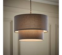 ValueLights | Jodie Two Tier Grey Linen Ceiling Drum Lamp Shade | Ceiling Lights, Home Décor & Improvement Essential