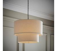 ValueLights | Jodie Two Tier Natural Linen Ceiling Drum Lamp Shade and Bulb | Ceiling Lights, Home Décor & Improvement Essential