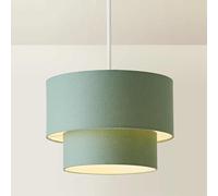 ValueLights | Jodie Two Tier Sage Linen Ceiling Drum Lamp Shade | Ceiling Lights, Home Décor & Improvement Essential