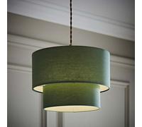 Valuelights Jodie Two Tier Sage Linen Ceiling Drum Lamp Shade (D)30Cm