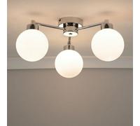 Valuelights Jonah 3 Way Polished Chrome Ceiling Light Fitting With Globe Shades - Led Bulbs Included