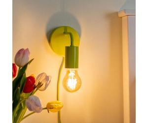 Valuelights Jordy Pair Of - Plug In Colour Pop Lime Green Easy Fit Wall Lights - Bulbs Included