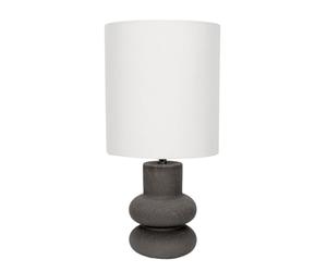 ValueLights | Jude Linen Tall Drum Shade Black Stacked Abstract Ceramic Table Lamp | Table Lamps, Home Décor & Improvement Essential