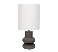 ValueLights | Jude Linen Tall Drum Shade Black Stacked Abstract Ceramic Table Lamp with Bulb | Table Lamps, Home Décor & Improvement Essential | Light Bulb Included