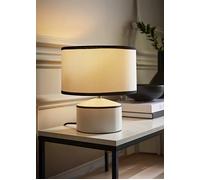 ValueLights Julia Black Trim Ceramic Table Lamp with Black Trim Linen Drum Shade in Cream ValueLights Cream