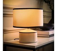 ValueLights | Julia Black Trim Ceramic Table Lamp with Linen Shade and Bulb | Table Lamp, Home Décor & Improvement Essential