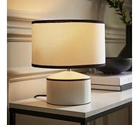 ValueLights | Julia Black Trim Ceramic Table Lamp with Linen Shade and Bulb | Table Lamp, Home Décor & Improvement Essential