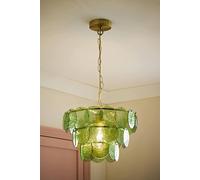 ValueLights Juliette Dimpled Glass Disc 3 Tier Chandelier Ceiling Pendant Light in Bright Green ValueLights Bright Green