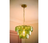 ValueLights Juliette Glass Disc 3 Tier Chandelier Ceiling Pendant Light & Bulb in Bright Green ValueLights Bright Green