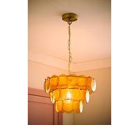 ValueLights Juliette Glass Disc 3 Tier Chandelier Ceiling Pendant Light & Bulb in Pale Orange ValueLights Pale Orange