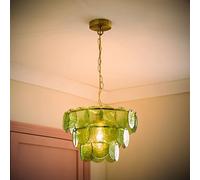 ValueLights Juliette Glass Disc 3 Tier Chandelier Ceiling Pendant Light & Bulb in Bright Green ValueLights Bright Green