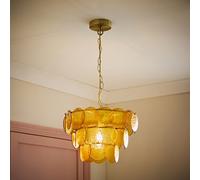 ValueLights | Juliette Orange Glass Disc 3 Tier Chandelier Ceiling Pendant Light | Mains Wired