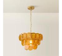 ValueLights | Juliette Orange Glass Disc 3 Tier Chandelier Ceiling Pendant Light and Bulb | Mains Wired