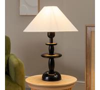 Justin Natural Linen Tapered Shade Walnut Dark Wood Stacked Table Lamp ValueLights Natural One Size