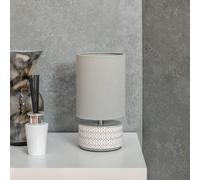 ValueLights | Grey and White Etched Ceramic Table Lamp with a Fabric Lampshade | Table Lamps, Home Décor & Improvement Essential