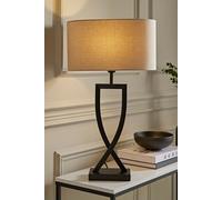 ValueLights | Large Black Metal Bedside Table Lamp with an Oatmeal Oval Lampshade Bedroom Living Room Hallway Light | Table Lamps, Home Décor & Improvement Essential