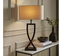 ValueLights | Large Black Metal Bedside Table Lamp with an Oatmeal Oval Lampshade Bedroom Living Room Hallway Light | Table Lamps, Home Décor & Improvement Essential