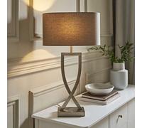 ValueLights Katniss Crossover Chrome and Grey Shade Metal LED Table Lamp - Size: 63 x 36 x 21.5cm - Silver - Wilko