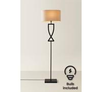 ValueLights | Large Black Metal Standing Floor Lamp with an Oatmeal Oval Lampshade | Floor Lamps & Torchieres, Home Décor & Improvement Essential | Includes Bulb [3000K Warm White]