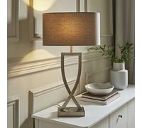 ValueLights Katniss Metal LED Large Table Lamp With Grey Shade - Silver