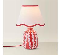 Katy Red and Pink Wiggle Table Lamp with Scallop Trim Lamp Shade ValueLights Red One Size