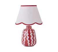 Katy Red and Pink Wiggle Table Lamp with Scallop Trim Shade and Bulb ValueLights Red One Size