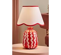 Katy Red and Pink Wiggle Table Lamp with Scallop Trim Lamp Shade ValueLights Red One Size