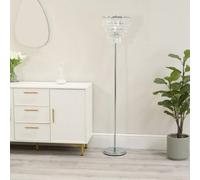 ValueLights Kelsks Chrome Floor Lamp with Jewel Droplet Lamp Shade & LED Bulb in Silver ValueLights Silver