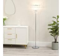 ValueLights | Silver Chrome Single Stem Standing Floor Lamp with a Clear Acrylic Jewel Droplet Lampshade | Floor Lamps & Torchieres, Home Décor & Improvement Essential | Includes Bulb