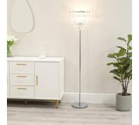 ValueLights | Silver Chrome Single Stem Standing Floor Lamp with a Clear Acrylic Jewel Droplet Lampshade | Floor Lamps & Torchieres, Home Décor & Improvement Essential