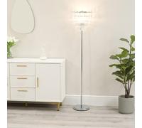 ValueLights | Silver Chrome Single Stem Standing Floor Lamp with a Clear Acrylic Jewel Droplet Lampshade | Floor Lamps & Torchieres, Home Décor & Improvement Essential