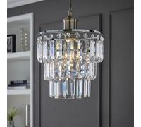 MiniSun | Modern 3 Tier Ceiling Light Shade with Clear Acrylic Jewel Effect Droplets | Pendant Lights, Home Décor & Improvement Essential | 23cm Shade Width