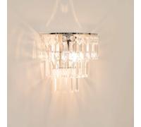 ValueLights Kelsks Pair of Chrome with Droplets Chandelier Style Flush Wall Lights in Silver ValueLights Silver