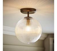 ValueLights Kempton Metal Flush Ceiling Light - Antique Brass