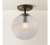 ValueLights | Kempton Brushed Brass Ribbed Glass Globe Shade Flush Ceiling Light with Bulb | Ceiling Lights, Home Décor & Improvement Essential