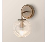 ValueLights | Kempton Brushed Brass Ribbed Glass Globe Shade Single Arm Wall Light | Wall Lights, Home Décor & Improvement Essential