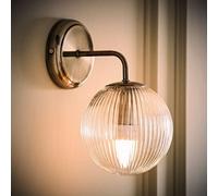 Valuelights Kempton Brushed Chrome Wall Light With Ribbed Globe Shade And Bulb