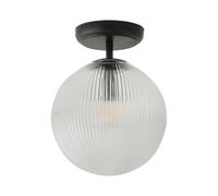 ValueLights | Kempton Matte Black Ribbed Glass Globe Shade Flush Ceiling Light | Ceiling Lights, Home Décor & Improvement Essential