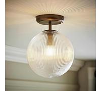 ValueLights Kempton Metal Flush Ceiling Light - Antique Brass